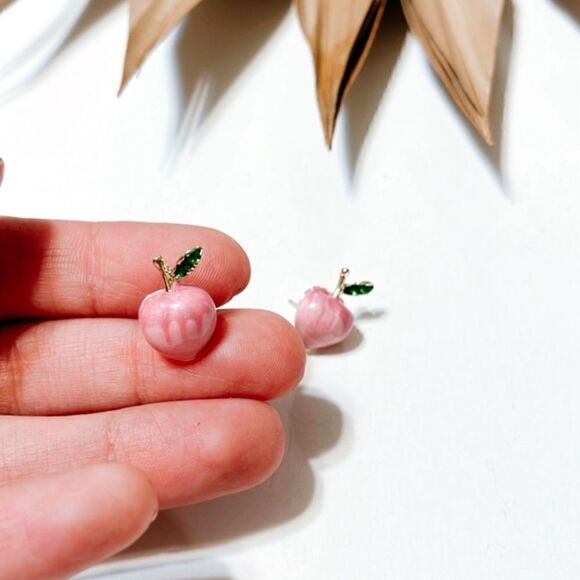 Peach stud earrings S535 - Picture 4 of 4